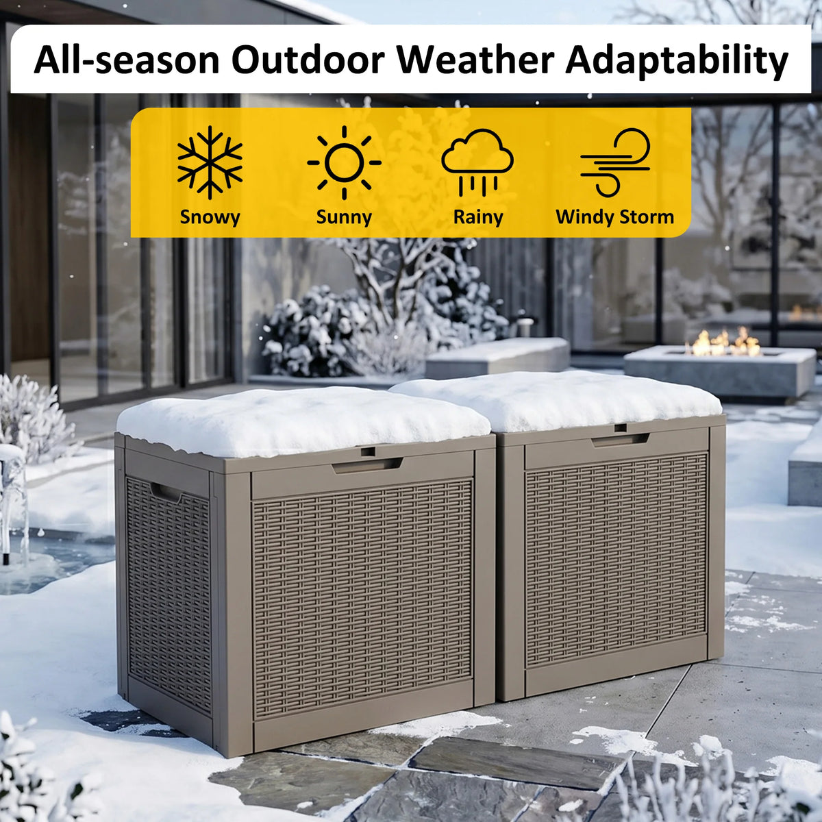 Weatherproof Lockable Rattan Textured Resin Outdoor Deck Box