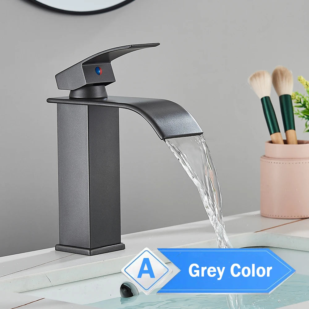Rozin Waterfall Bathroom Basin Faucet Single Lever Hot Cold Mixer