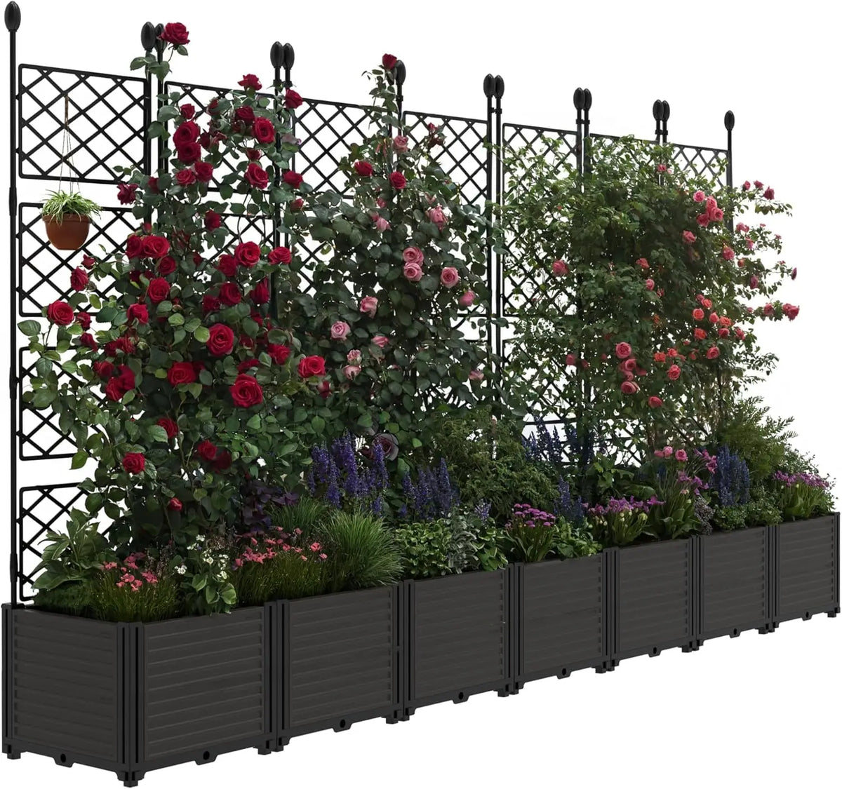 TWISTER CK Plastic Planter Box With Trellis Rack For Patios