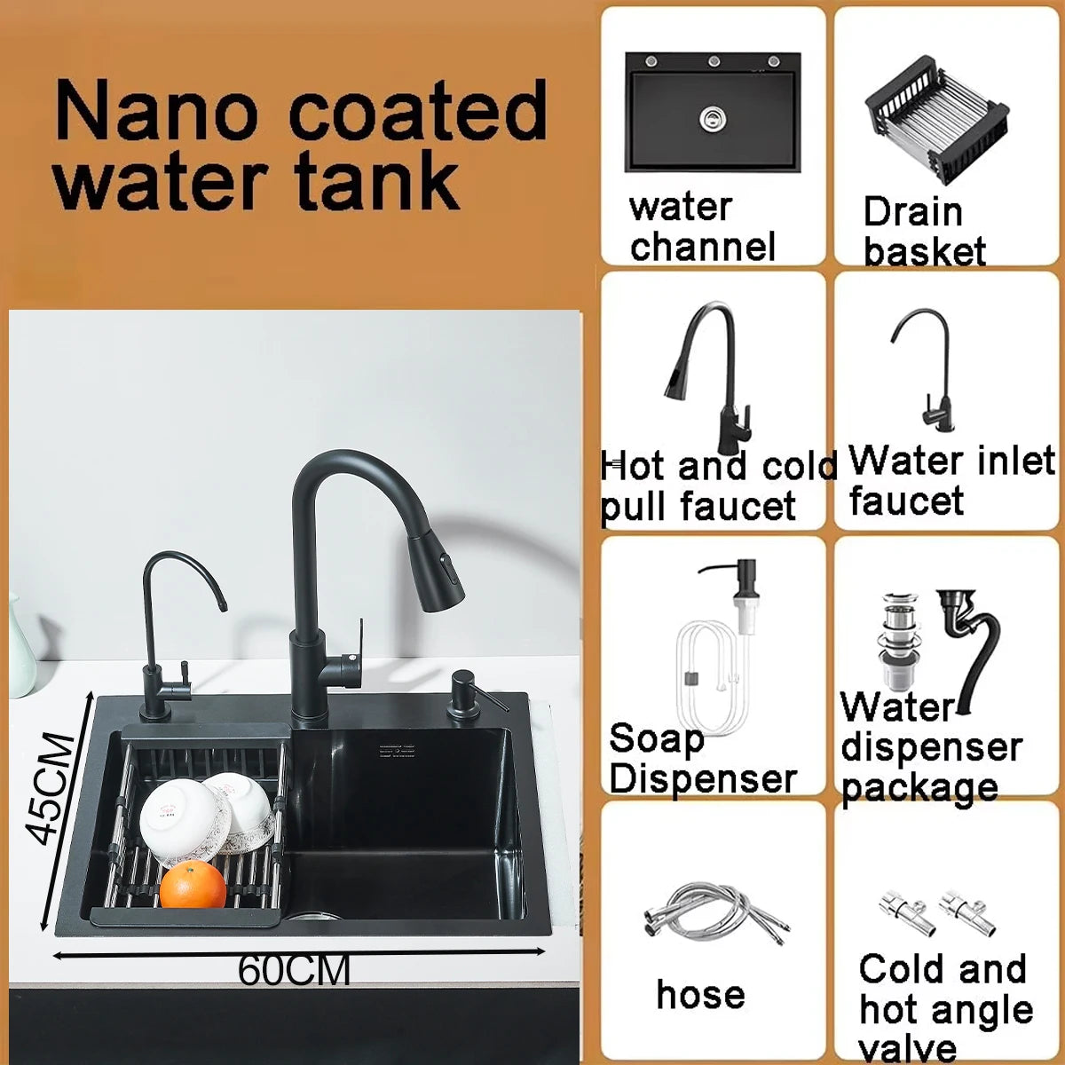 Stainless Steel Single Bowl Kitchen Sink With Pull Out Faucet