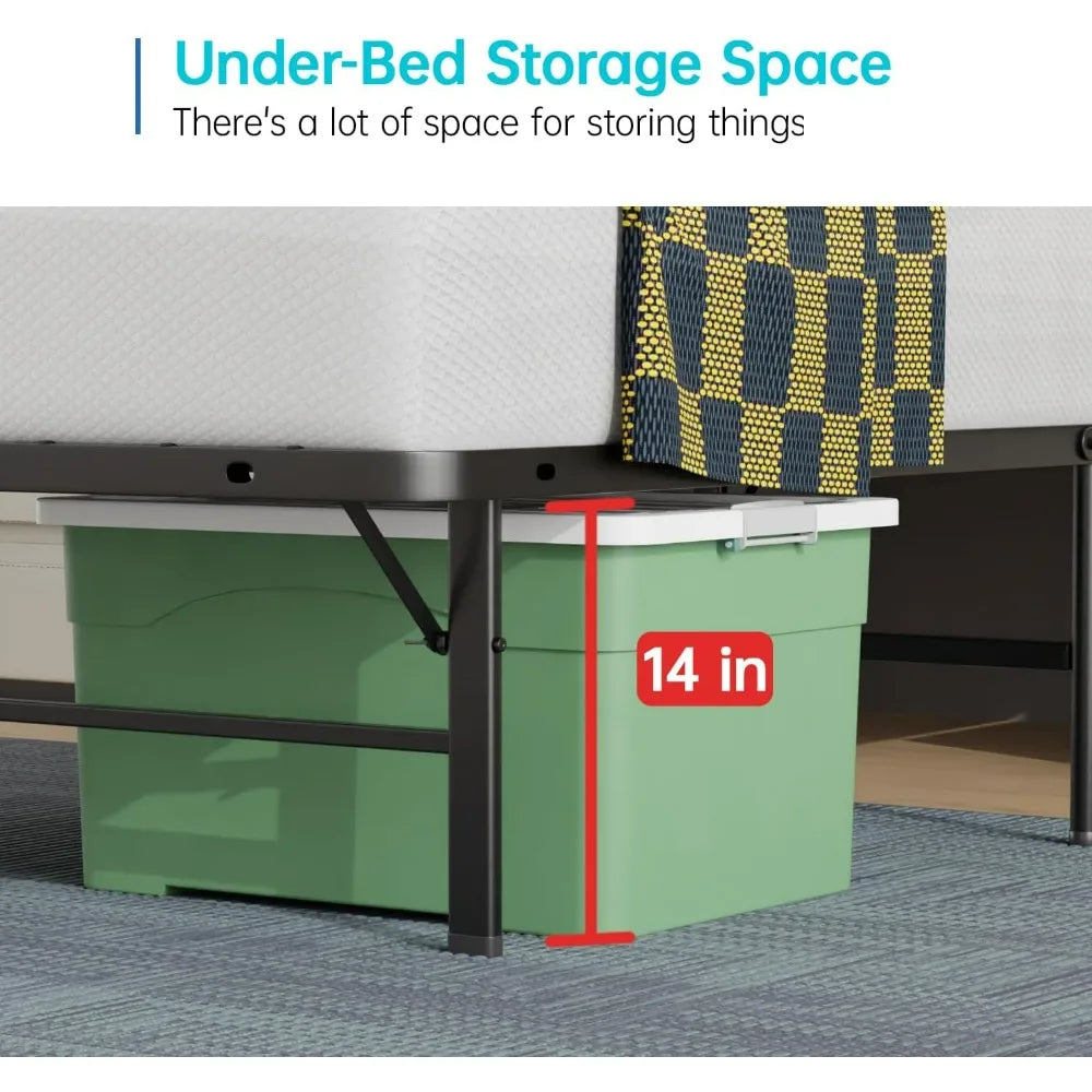 Heavy Duty Foldable Metal Bed Frame With Strong Steel Slats