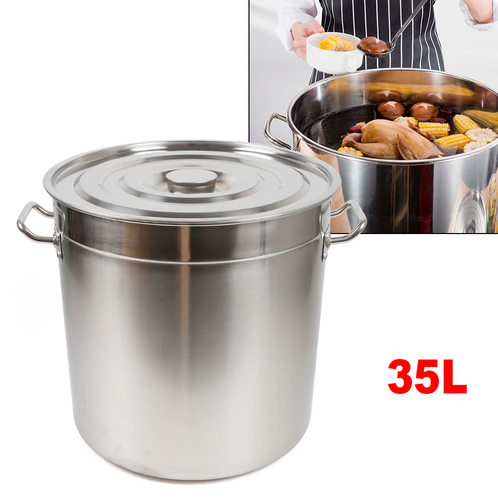 Thickened Stainless Steel Stock Pot With Domed Lid For Induction
