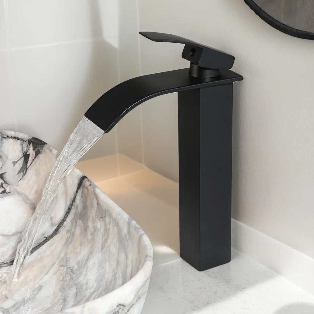 Mekkhala Rectangular Ceramic Vessel Sink Basin With Faucet