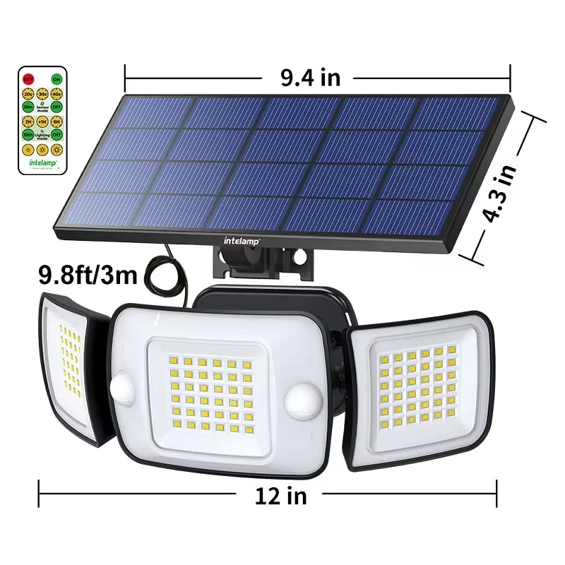 Intelamp Outdoor Solar LED Security Spotlight With Motion Sensors