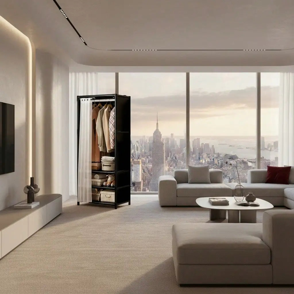 Portable Wardrobe Closet With Drawers Hanging Rods And Storage Shelves