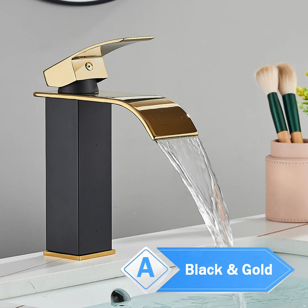 Rozin Waterfall Bathroom Basin Faucet Single Lever Hot Cold Mixer