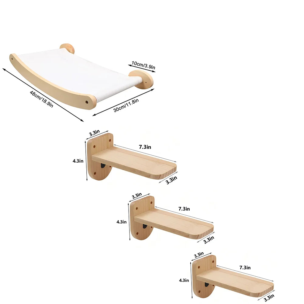 CWV Wall Mounted Cat Hammock And Scratching Stairway Shelf