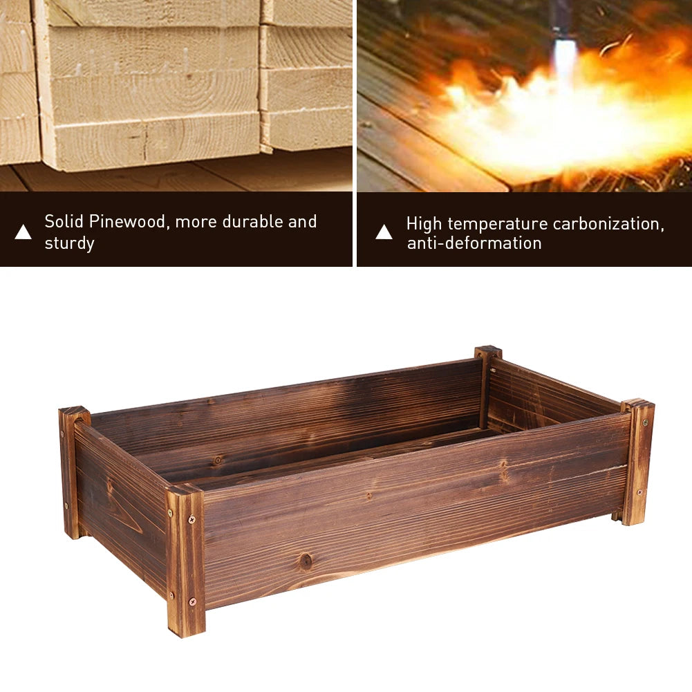 Wooden Raised Garden Planter Box for Flowers Herbs and Vegetables