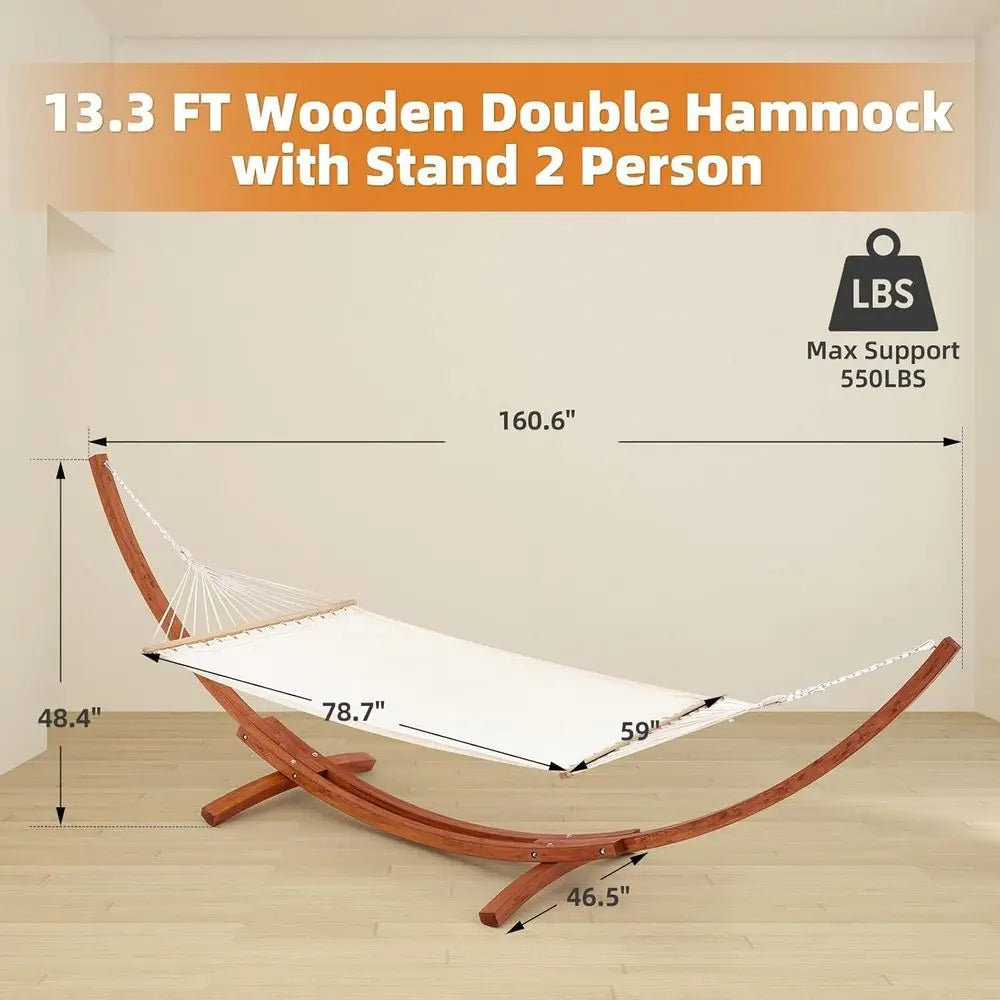 Heavy Duty Two Person Polyester Hammock with Durable Outdoor Stand
