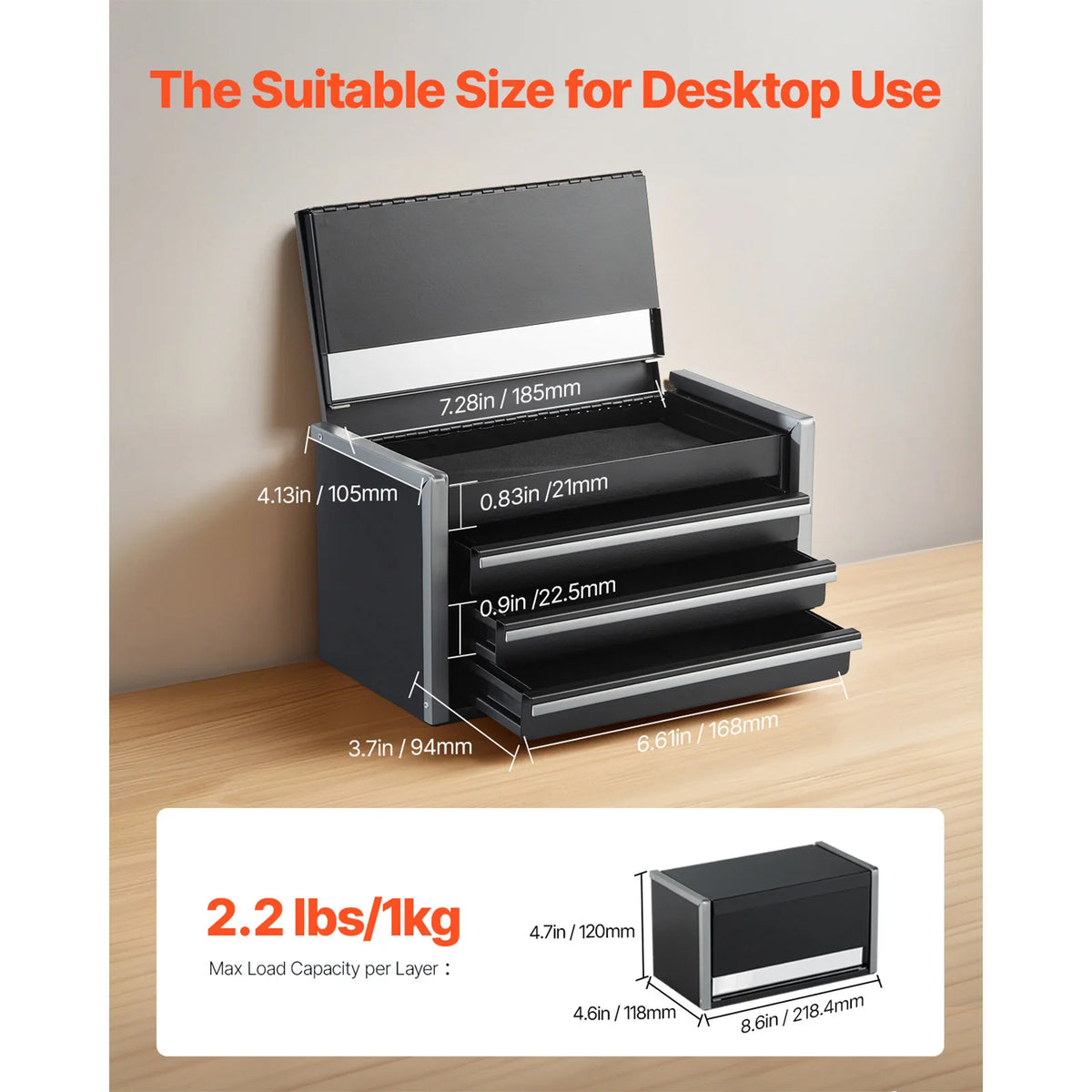 SucceBuy Portable Three Drawer Metal Tool Chest for Organized Storage