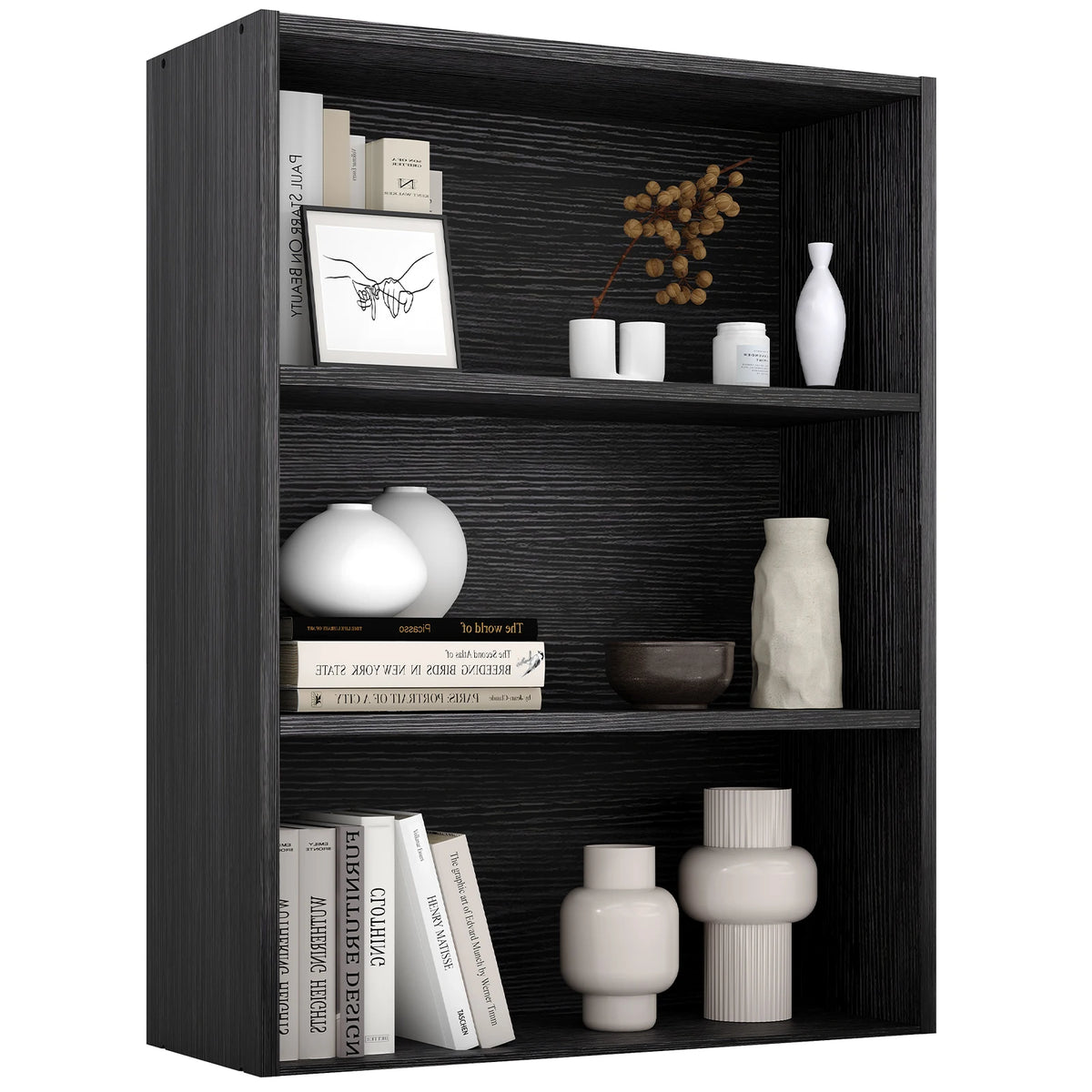 JHK Four Tier Wooden Bookcase For Home Office Storage Shelf