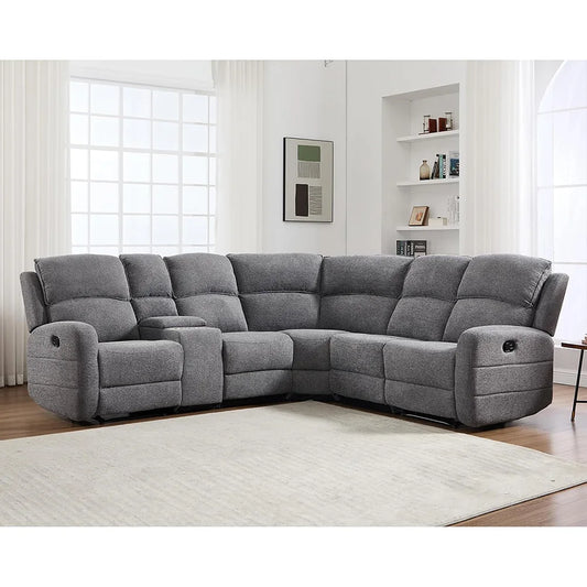 Ebello Fabric Reclining Sectional Sofa With Cup Holders Padded Headrest