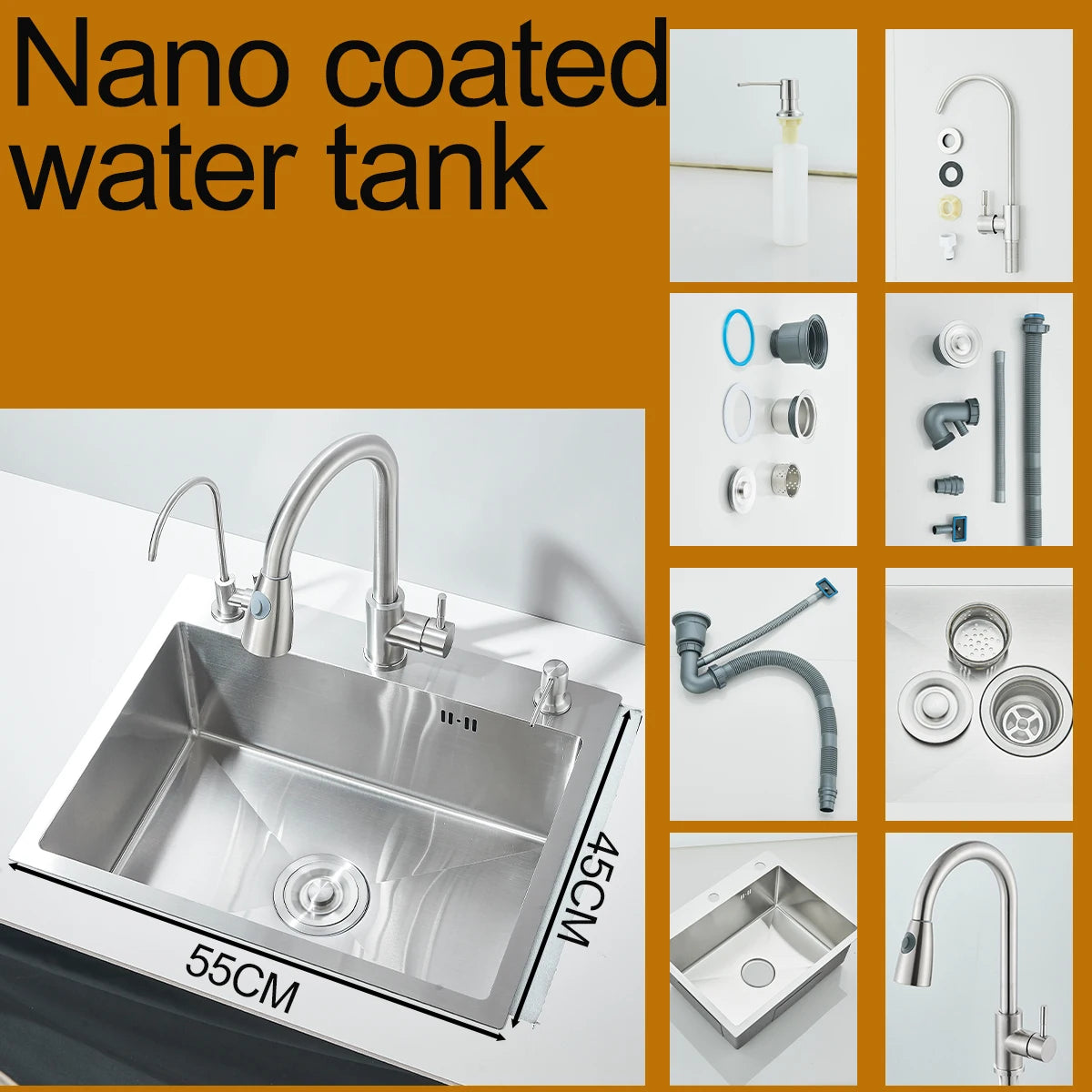 Stainless Steel Single Bowl Kitchen Sink With Pull Out Faucet