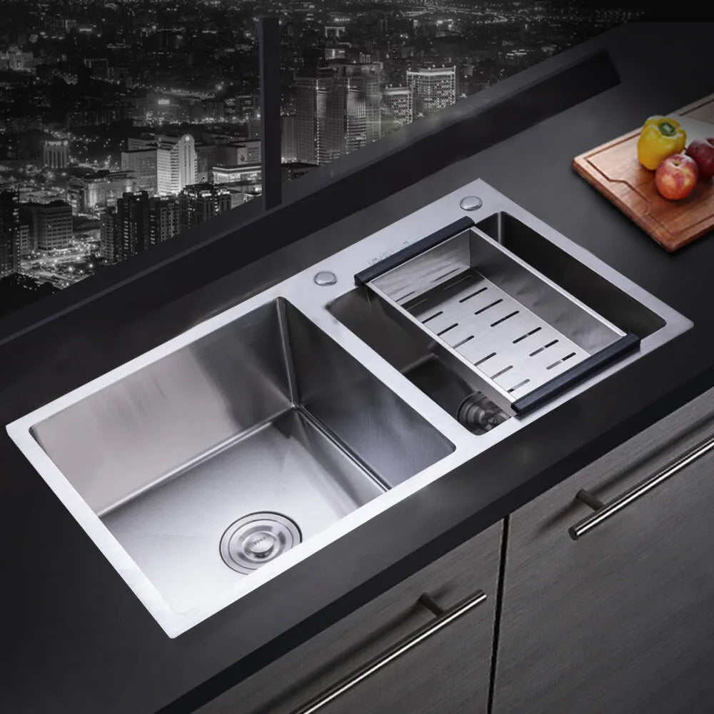 Stainless Steel Double Bowl Kitchen Sink With Noise Reduction