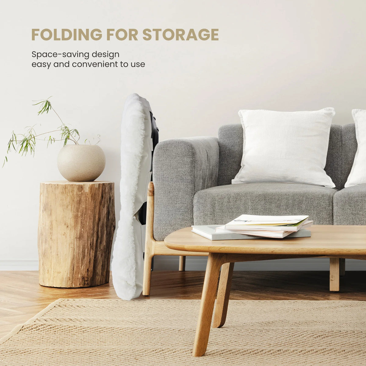 JHK Folding Faux Fur Saucer Chair For Cozy Lounge Seating