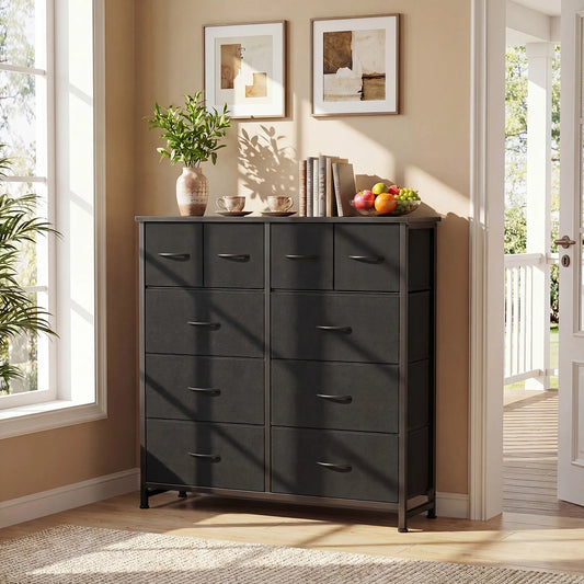 JHK Modern Fabric Drawer Storage Cabinet With Steel Frame