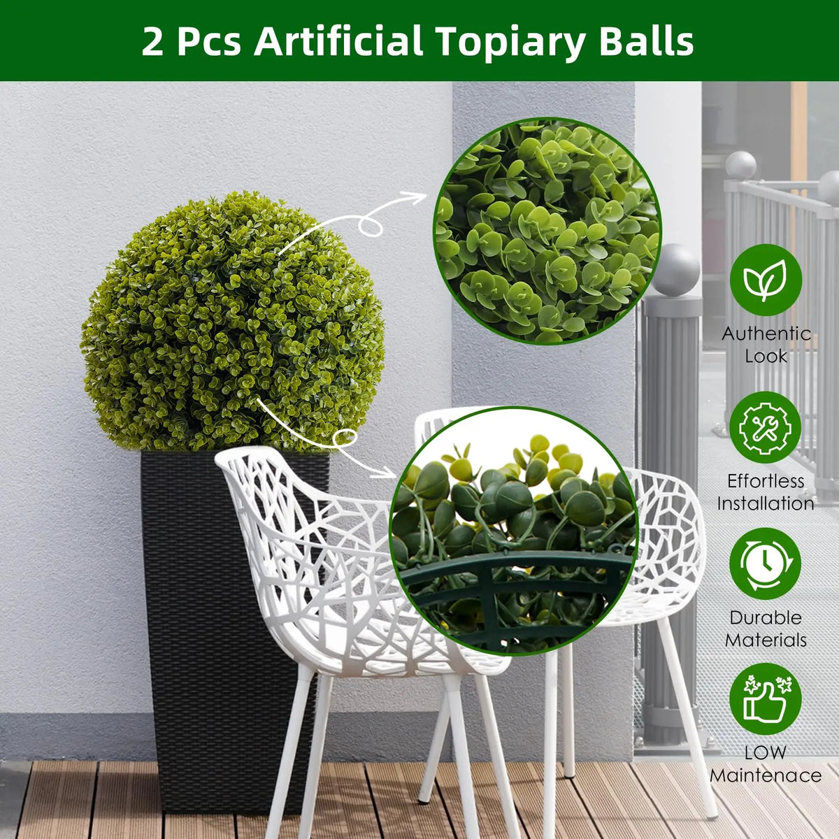 Studyset Artificial Cedar Topiary Balls Set of 2 Outdoor Decor