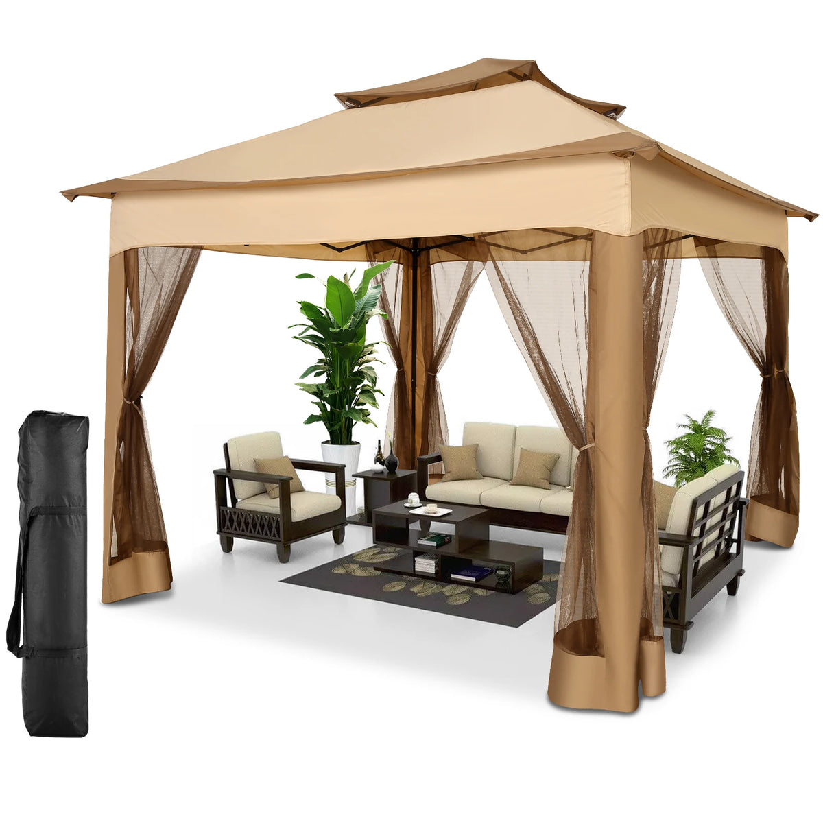 Tooluck Pop Up Gazebo Canopy With Mosquito Netting