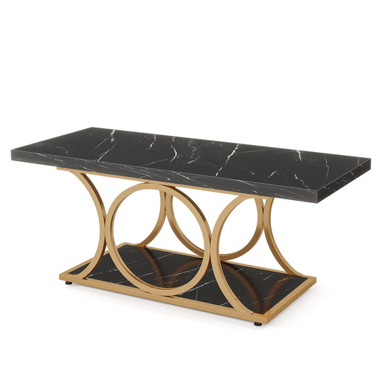 Tribesigns Modern Rectangle Coffee Table With Two Tier Shelving