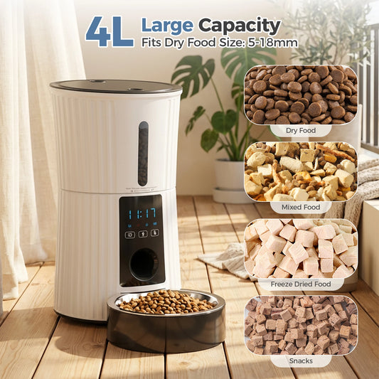 Automatic Programmable Cat Feeder With WiFi App Control Dual Power