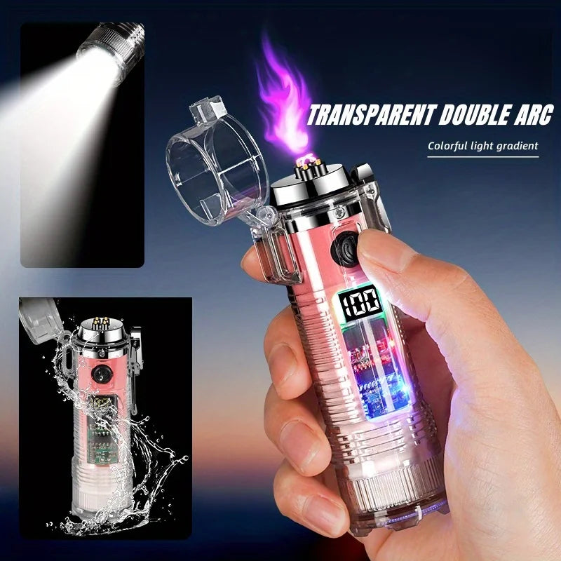 TopFlames Plasma Arc Lighter Windproof Flameless TypeC Rechargeable Flashlight