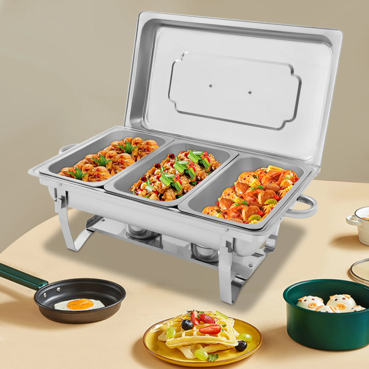 Stainless Steel Rectangular Chafing Dish Buffet Set for Catering