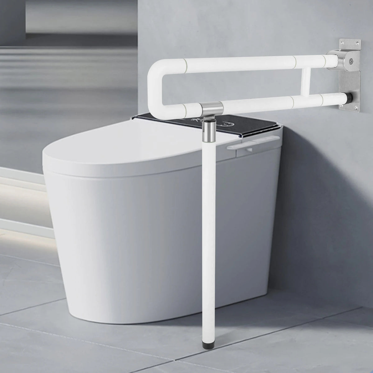 Foldable Metal Toilet Grab Bar Non Slip Bathroom Safety Support
