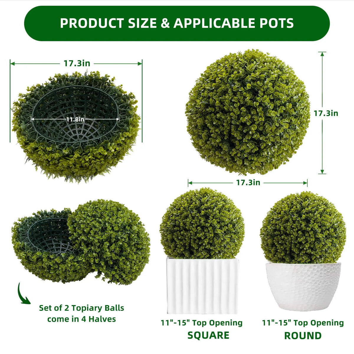Studyset Artificial Cedar Topiary Balls Set of 2 Outdoor Decor