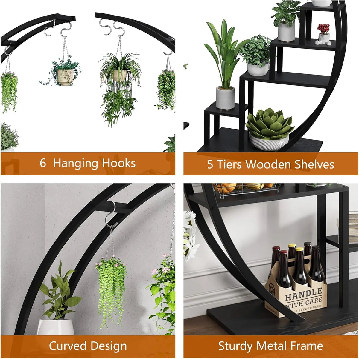 Twister.CK 2 Pack 5 Tier Half Moon Metal Plant Stand