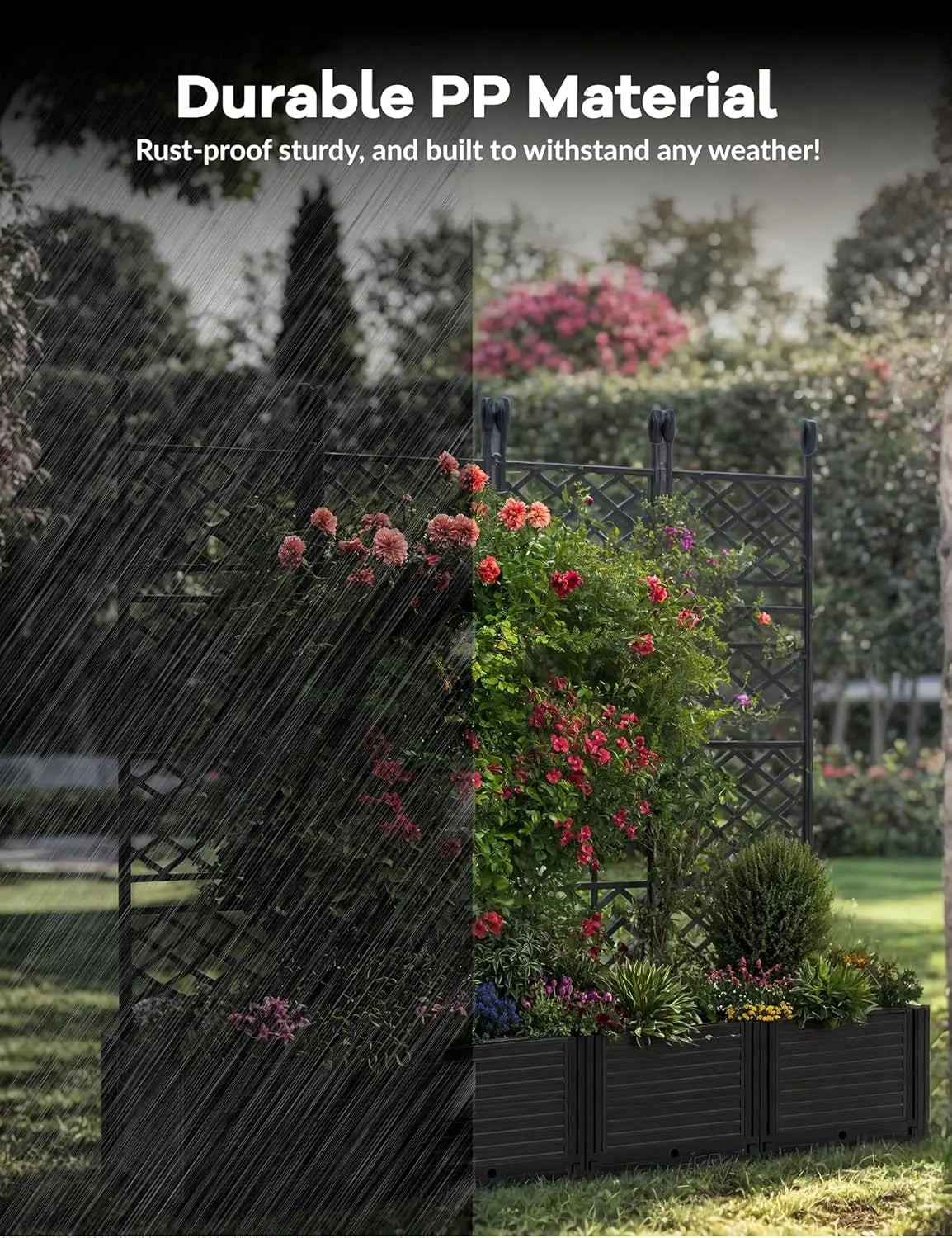 TWISTER CK Plastic Planter Box With Trellis Rack For Patios