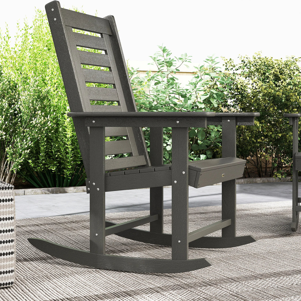 Outsunny Set Of Two Outdoor HDPE High Back Rocking Chairs