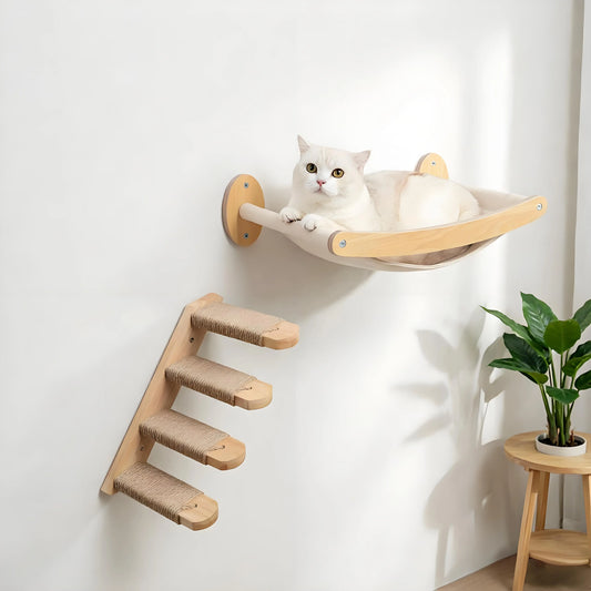 CWV Wall Mounted Cat Hammock And Scratching Stairway Shelf