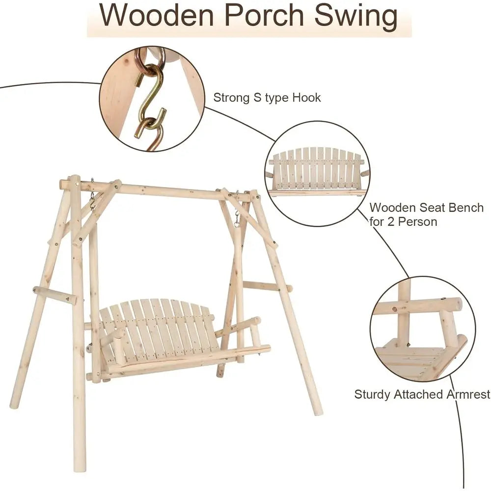 Premium Wood Porch Swing Set With Bench For Peaceful Patios