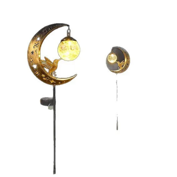 Solar Halloween Cat Crescent Moon Garden Stake Light