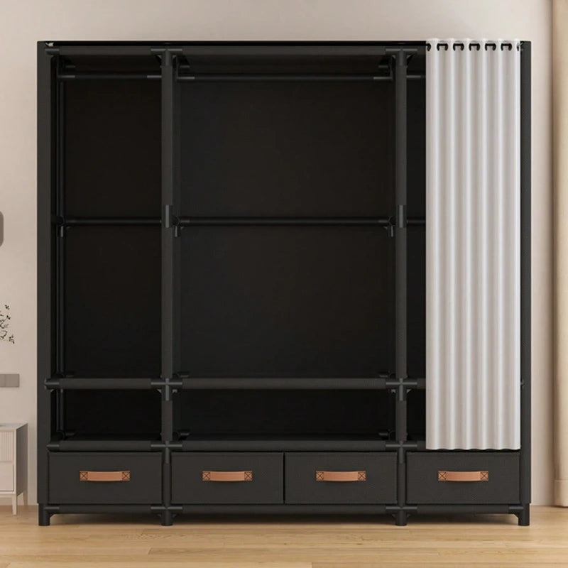 Portable Wardrobe Closet With Drawers Hanging Rods And Storage Shelves