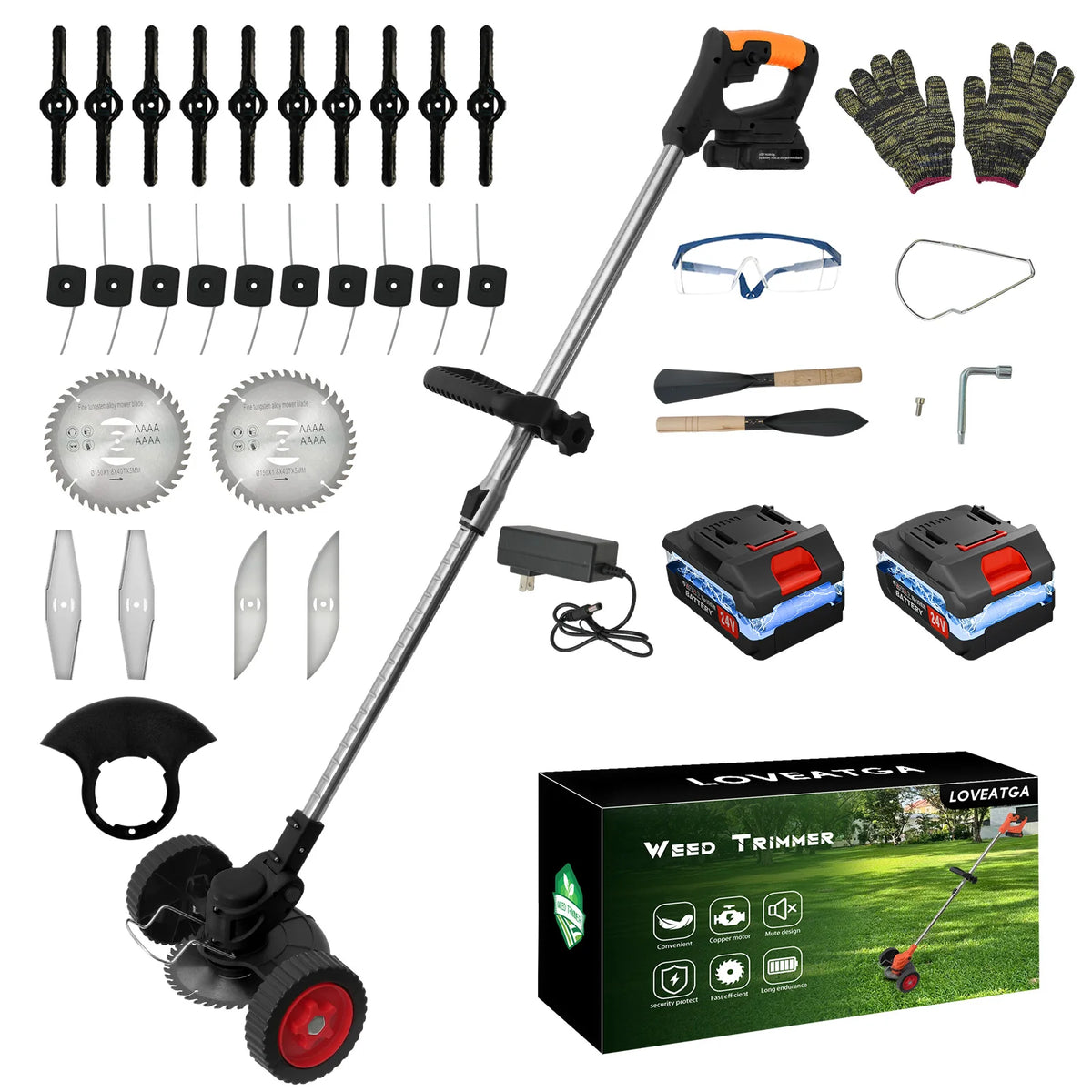 21V Cordless 3-In-1 Electric Lawn Trimmer With Battery Charger