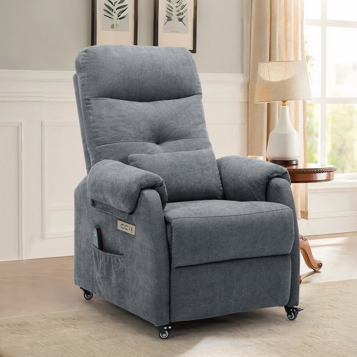 KORSER Power Recliner Chair With Wheels And USB Ports