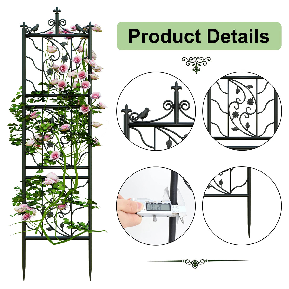 Metal Garden Trellis Panel Fence for Climbing Plants and Vines