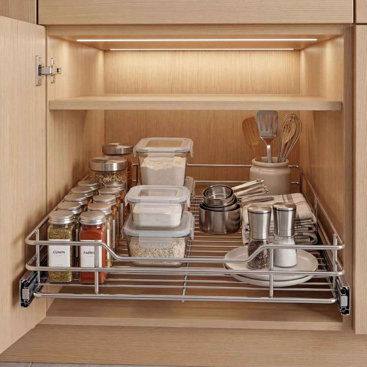 HiMISS Pull Out Cabinet Organizer With Full Extension Slide Drawer