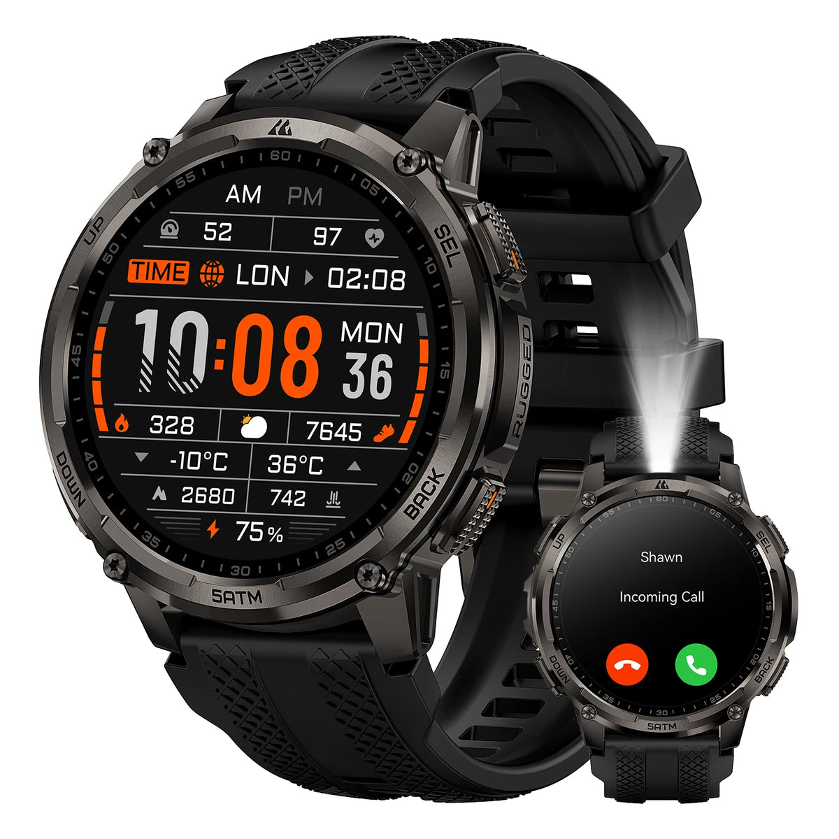 KOSPET Tank T4C Rugged Smartwatch With Dual Band GPS Flashlight