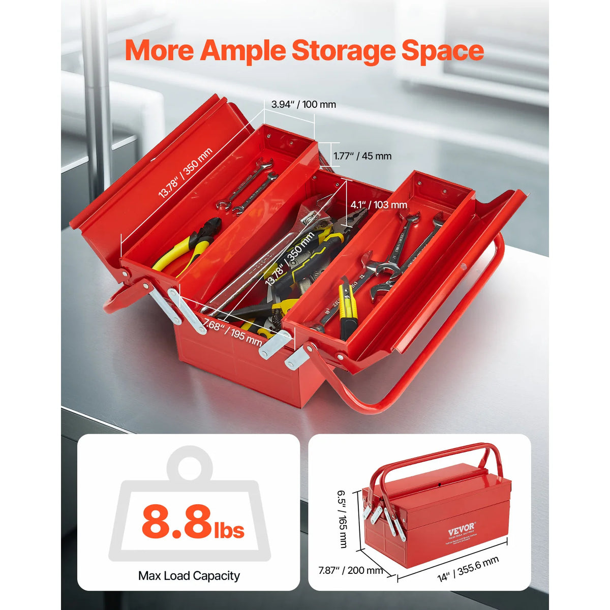 SucceBuy Metal Cantilever Tool Chest Organizer With Lock