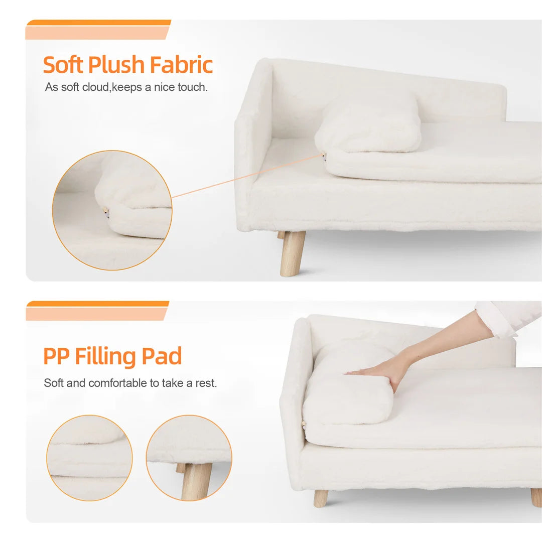 Waterproof L Shape Pet Sofa Bed With Plush Cushion
