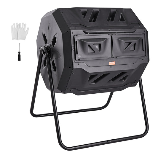 SucceBuy Dual Chamber Tumbling Composter for Garden and Kitchen
