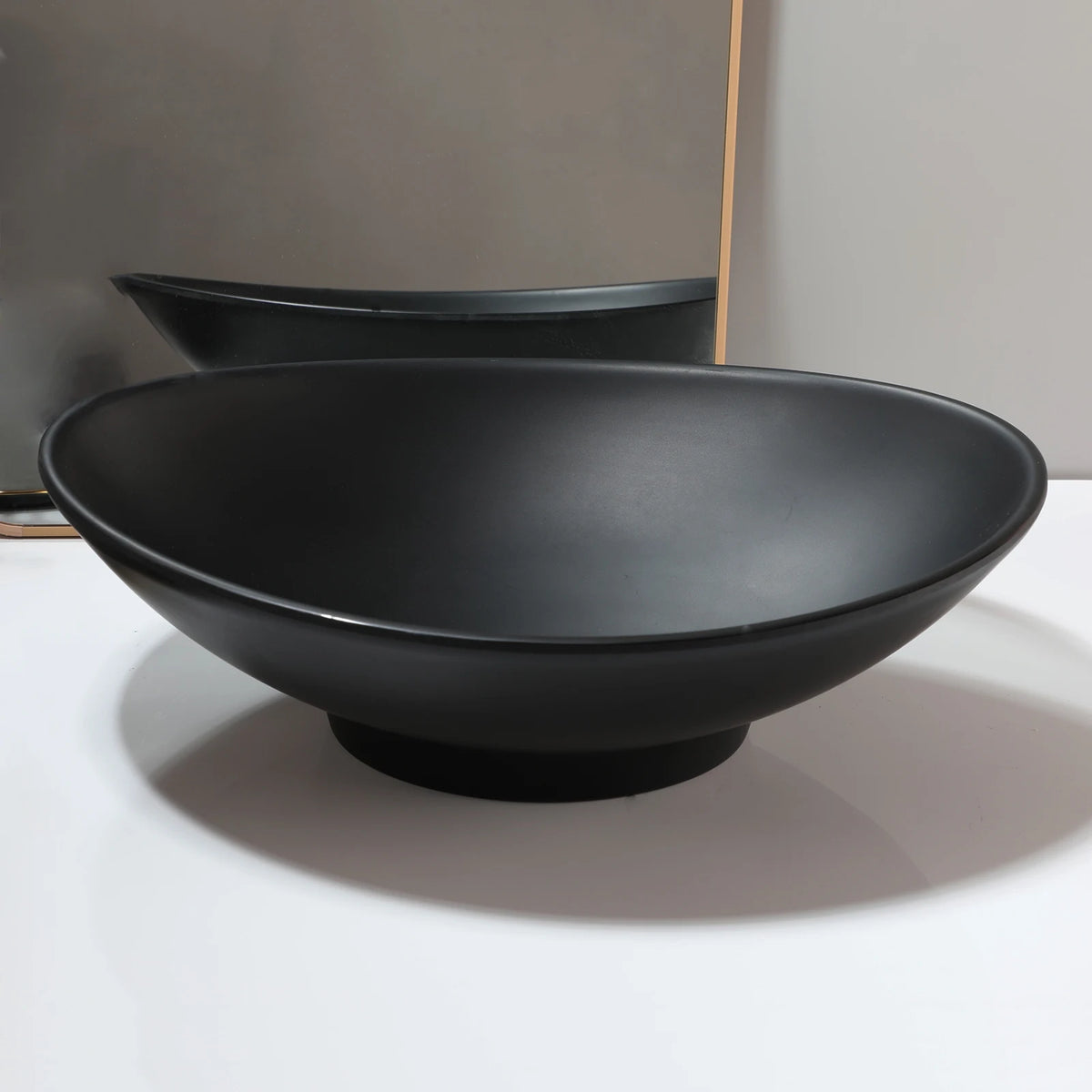 SINLAKU Oval Vessel Bathroom Sink Set With Waterfall Faucet