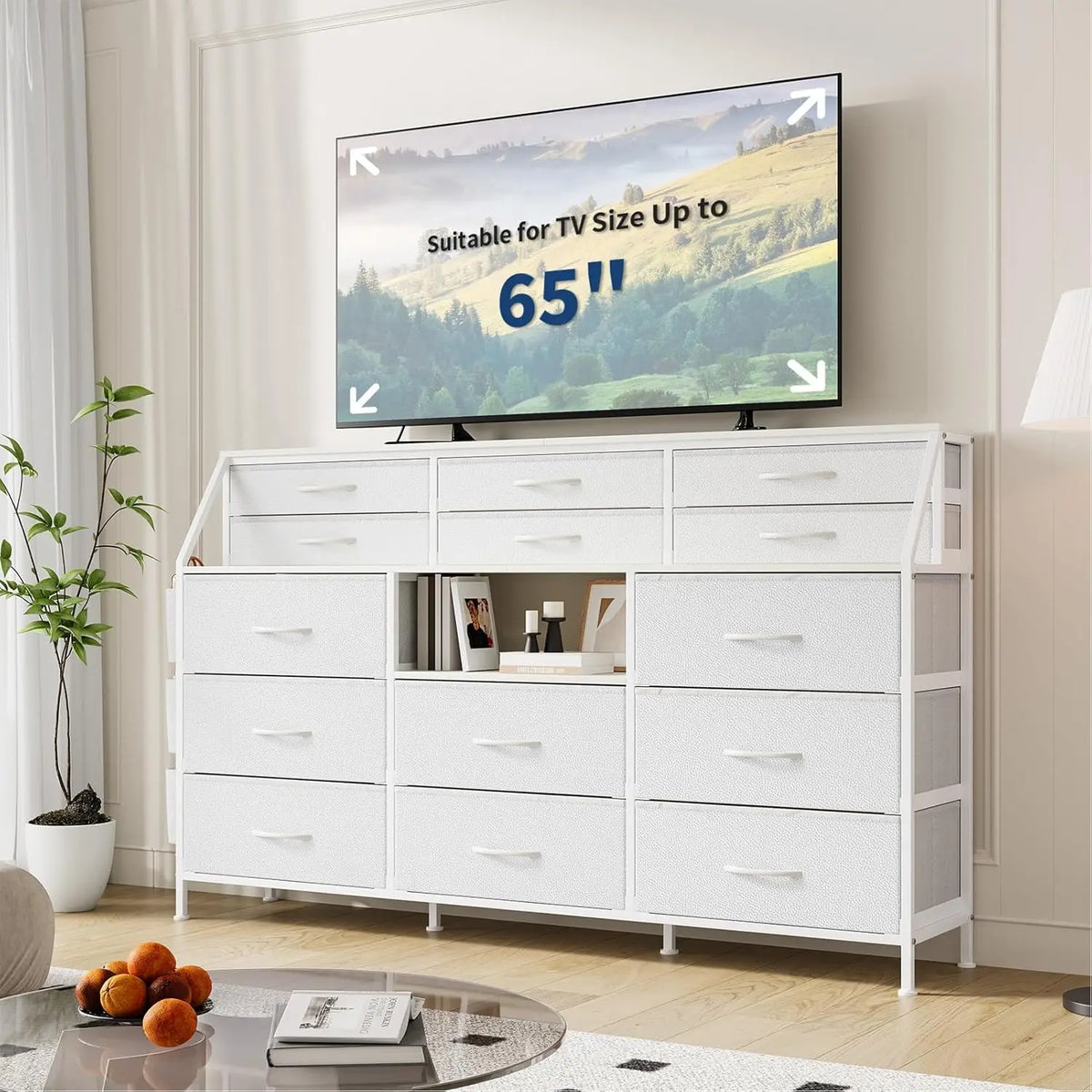 TWISTER CK Fabric Dresser With Wooden Top And 14 Drawers
