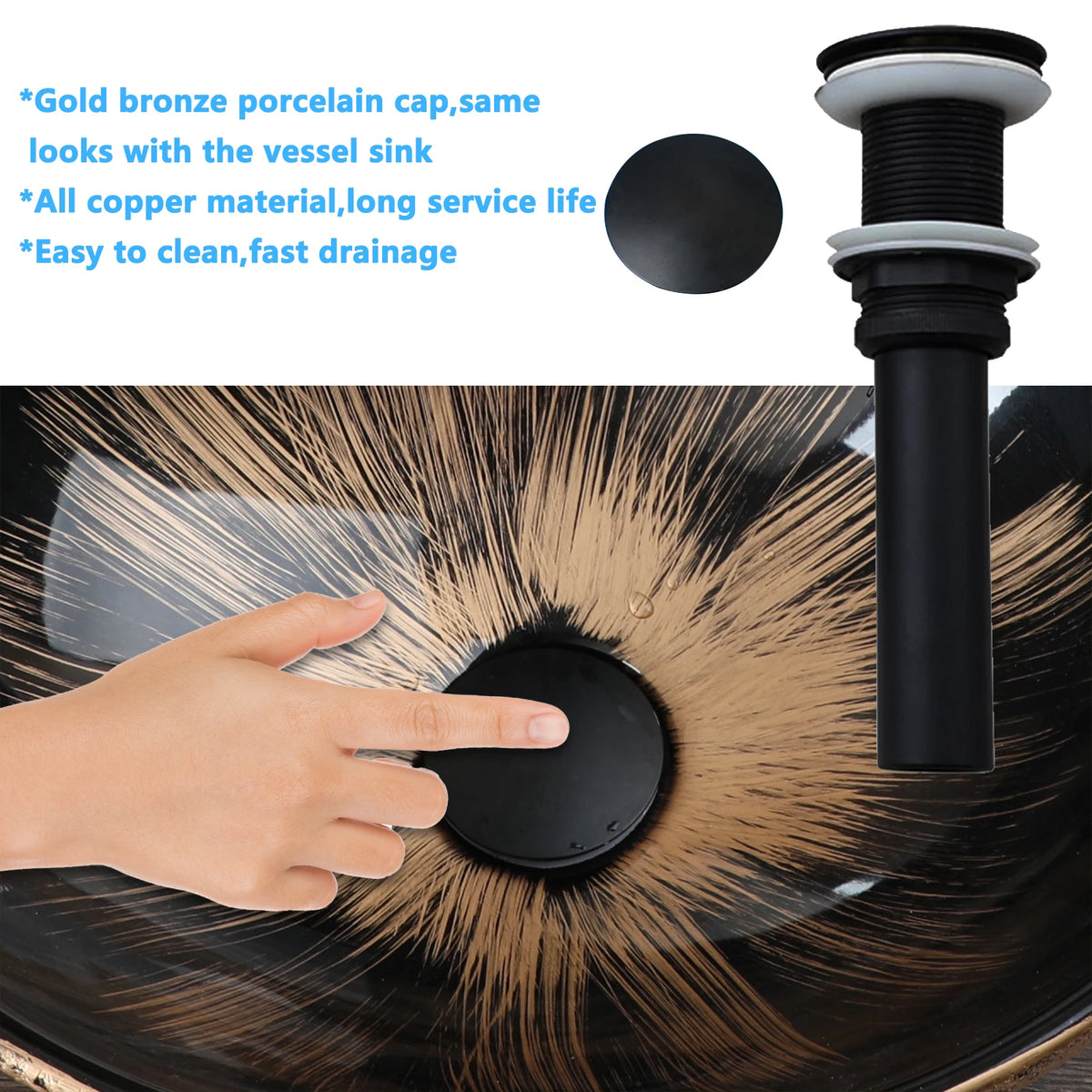 MEKKHALA Oval Ceramic Vessel Sink Set With Waterfall Faucet