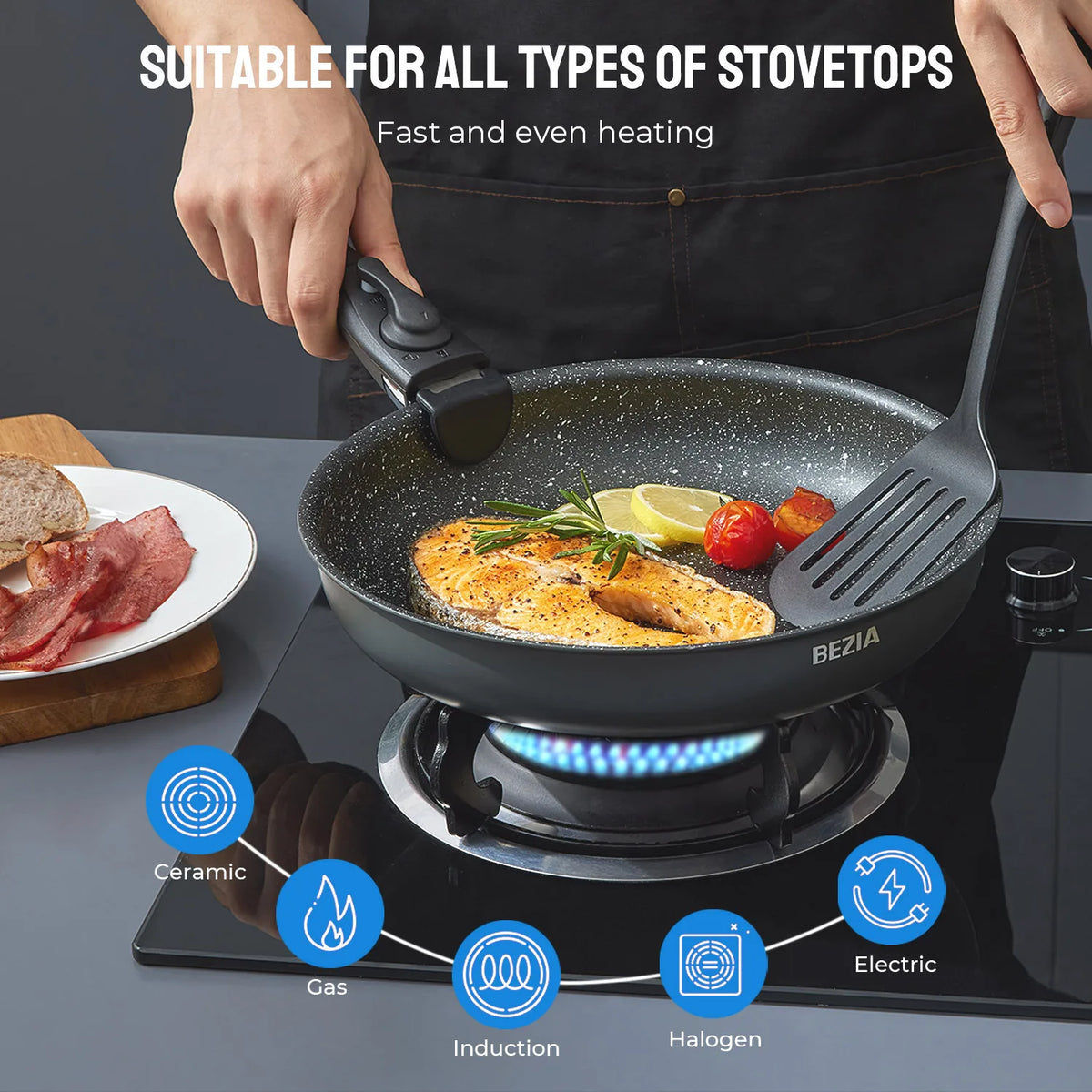 Durable Induction Cookware Set With Removable Handles And Nonstick Finish