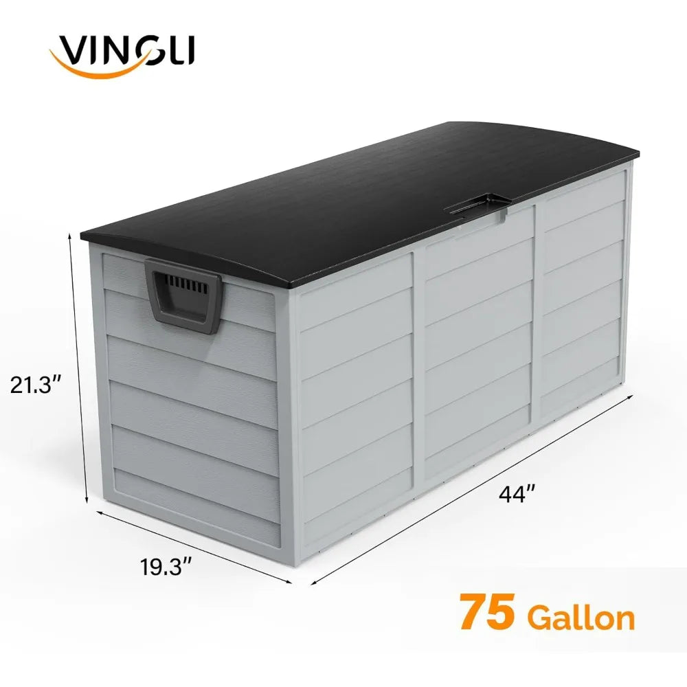 VINGLI Waterproof Outdoor Storage Deck Box With Lockable Design