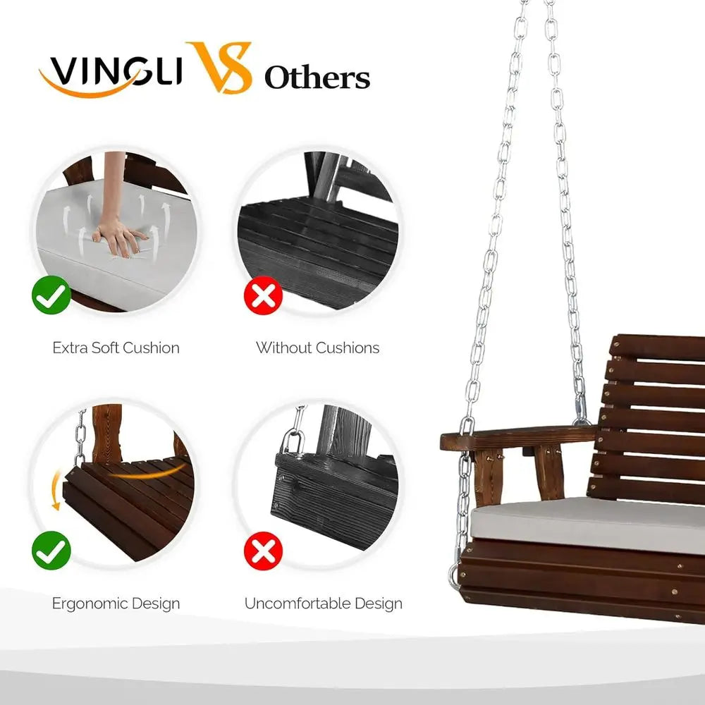 Heavy Duty Outdoor Porch Swing with Cushions Garden Pool Deck