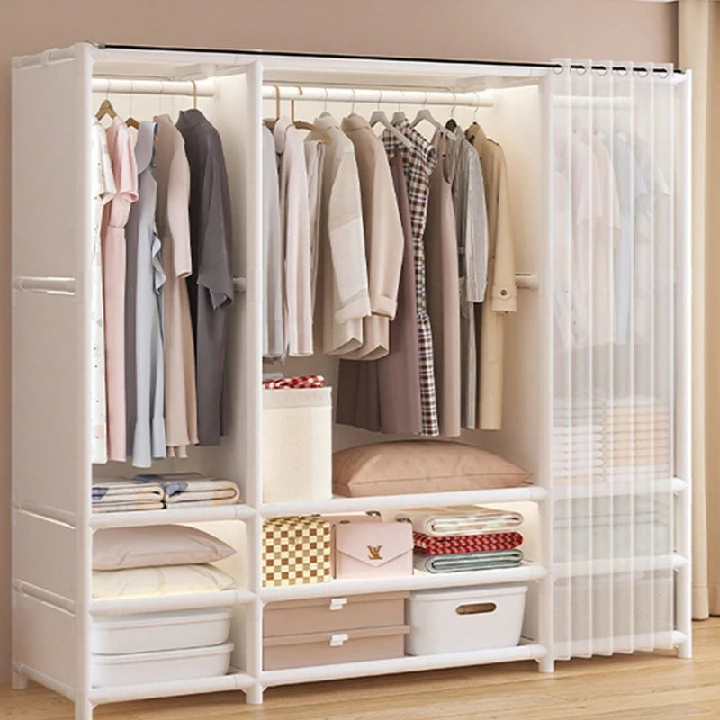 Portable Wardrobe Closet With Drawers Hanging Rods And Storage Shelves